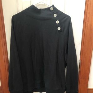 J.Crew EUC SZ XXL Black mock turtleneck with buttons on the side